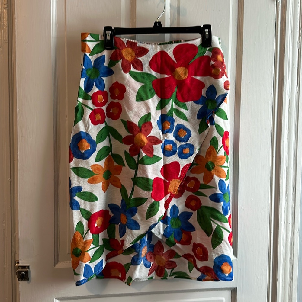Faux Wrap Midi Skirt